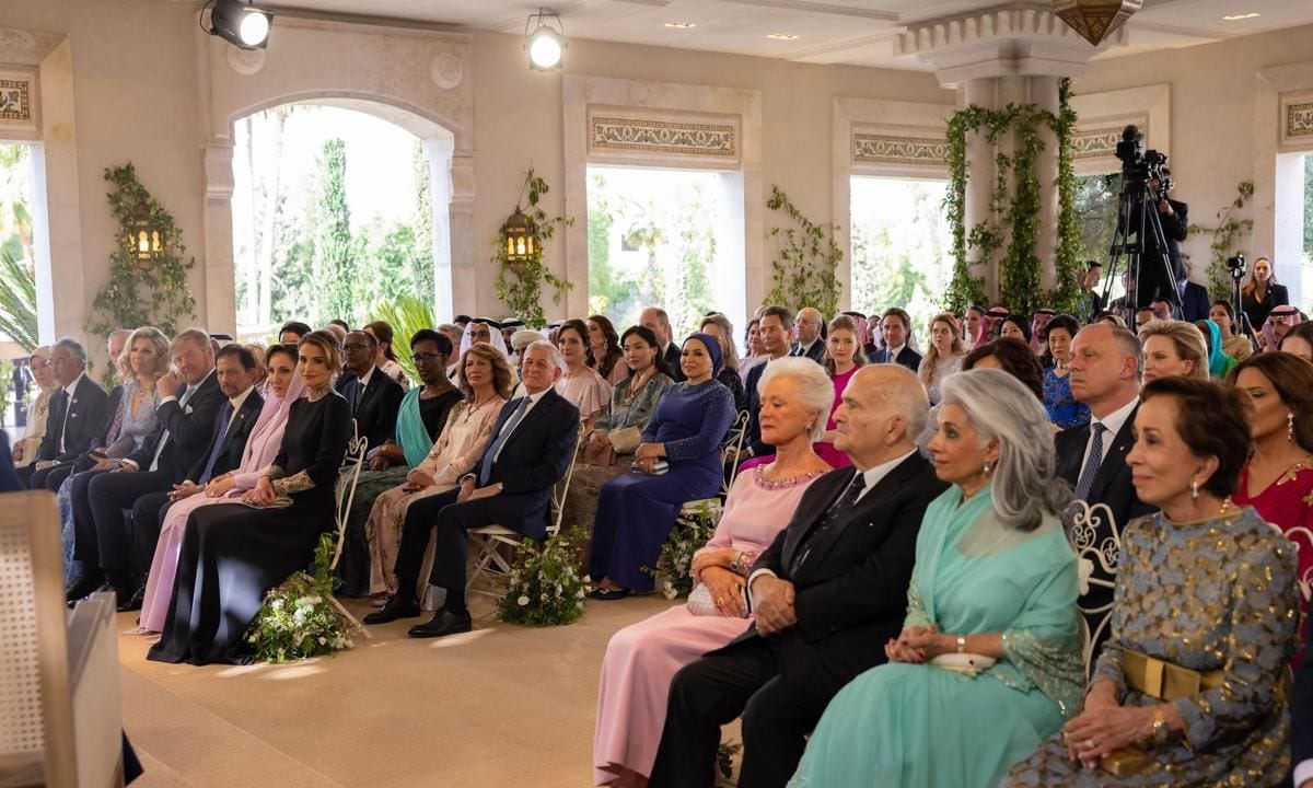 The Islamic marriage ceremony was attended by around 140 guests, including members of the Jordanian royal family, as well as other invited royals and heads of state.