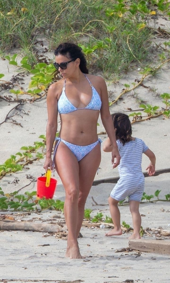 Eva Longoria Puts her Stunning Bikini Body on Display in Cabo with her Son