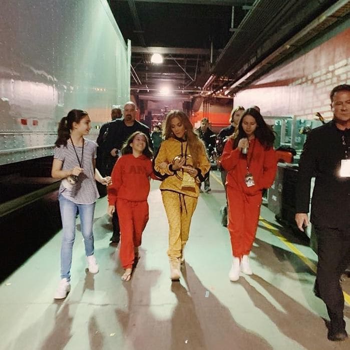 JLo with her daughter Emme and A Rod's daughters Natasha and Ella