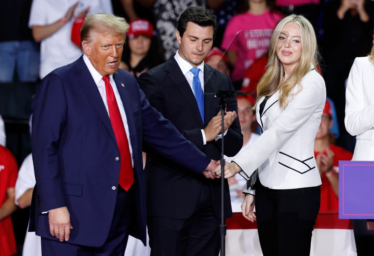 Tiffany Trump at the 2024 DNC with her husband and her father