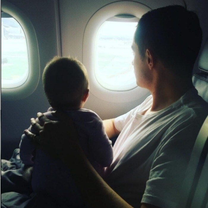 Nicky Hilton and James Rothschild's daughter Lily Grace made her social media debut just in time for the holidays. In the photo, the little lady, who was born July 8, is looking out the window of an airplane as she sits on her daddy's lap.
The heiress captioned the photo, "Headed home for the holidays."
Photo: Instagram/@nickyhilton