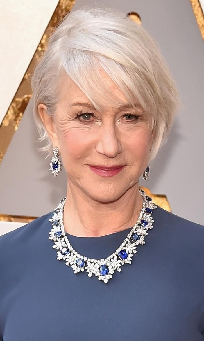 Helen Mirren with necklace and earrings by Harry Winston in the 2018 Oscars