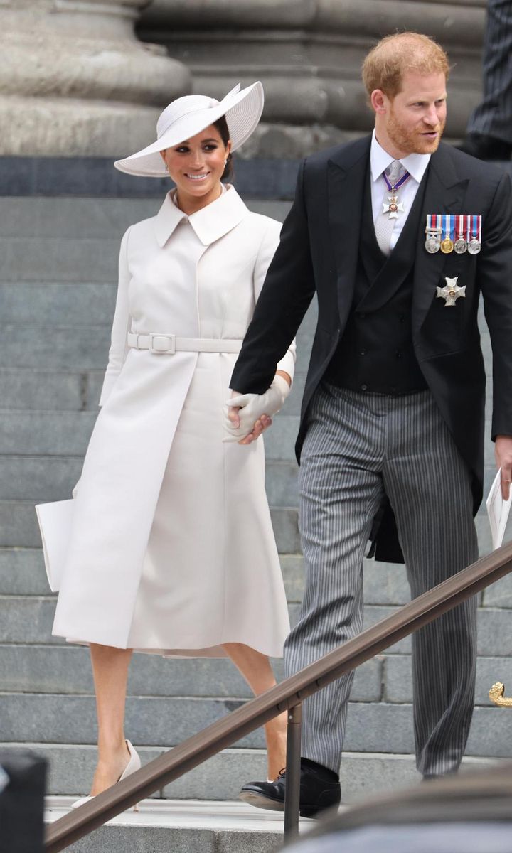 Meghan and Harry made their first public appearance at the Queen's Platinum Jubilee, attending the Service of Thanksgiving for the Queen's reign at St Paul's Cathedral.