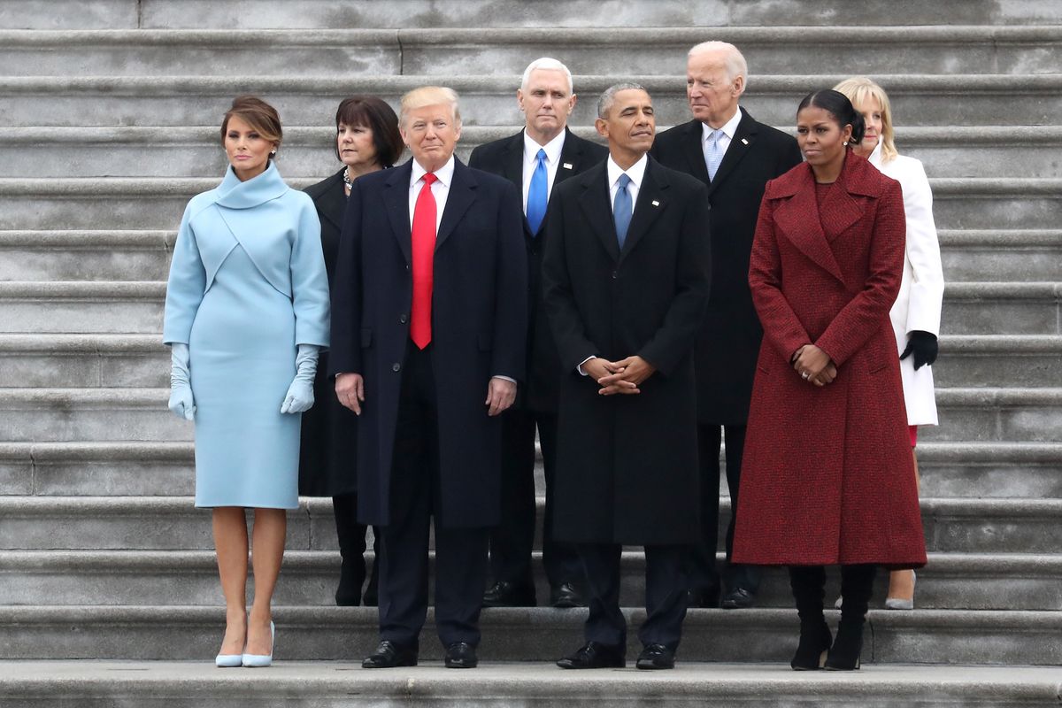 Melania Trump, Karen Pence, President Donald Trump, Vice President Mike Pence, former president Barack Obama, former vice president Joe Biden, Michelle Obama and Jill Biden