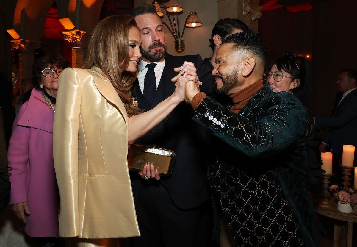 (L-R) Jennifer Lopez, Ben Affleck, and Benny Medina attend the after party for the Los Angeles premiere of Amazon MGM Studios "This Is Me...Now: A Love Story" on February 13, 2024, in Hollywood, California. (Photo by Monica Schipper/GA/The Hollywood Reporter via Getty Images)