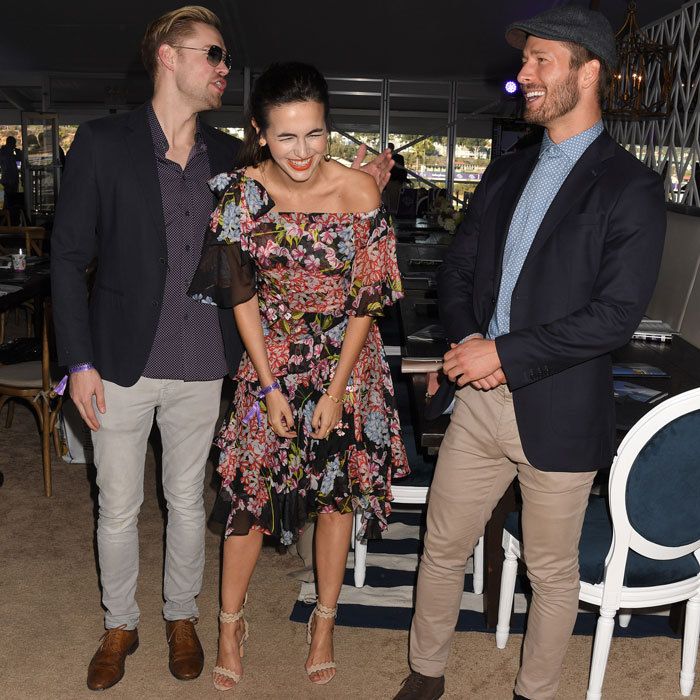 Chord Oversteet, Camilla Belle and Glen Powell clearly had a fun day at the races in Del Mar, California. The trio watched the 34th annual Breeders' Cup World Championship at the Thoroughbred Club Racetrack on November 4.
Photo: Jennifer Graylock