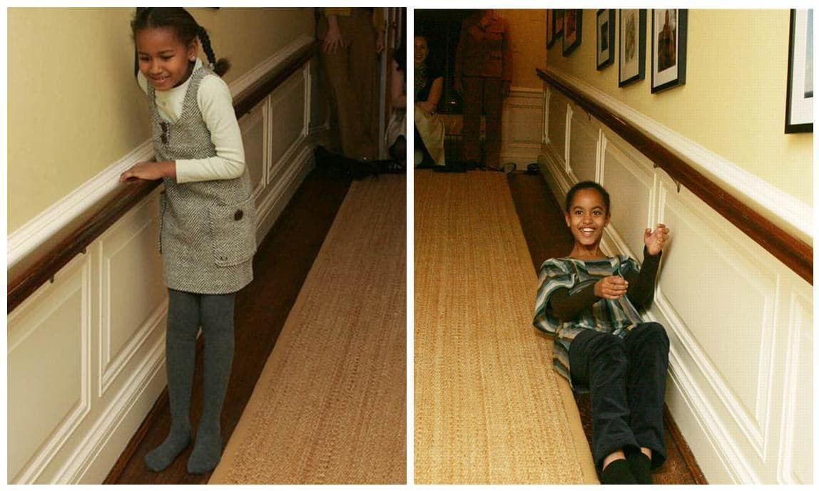 Sasha and Malia Obama at the White House