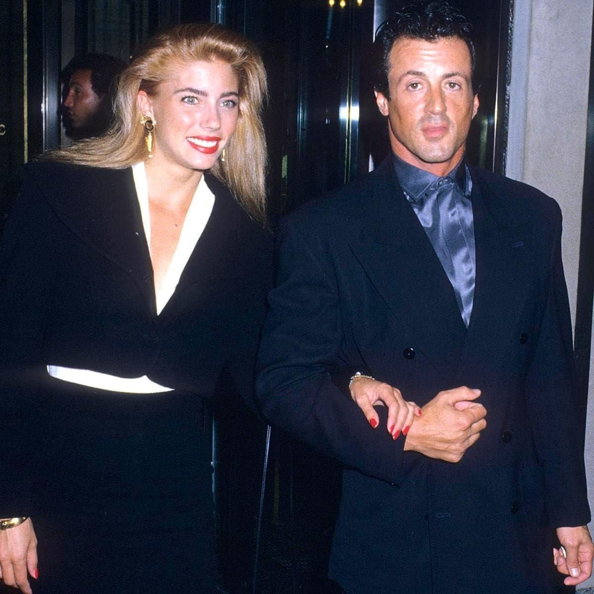 Sylvester Stallone and girlfriend Jennifer Flavin leave the Regency Hotel for dinner at Le Cirque