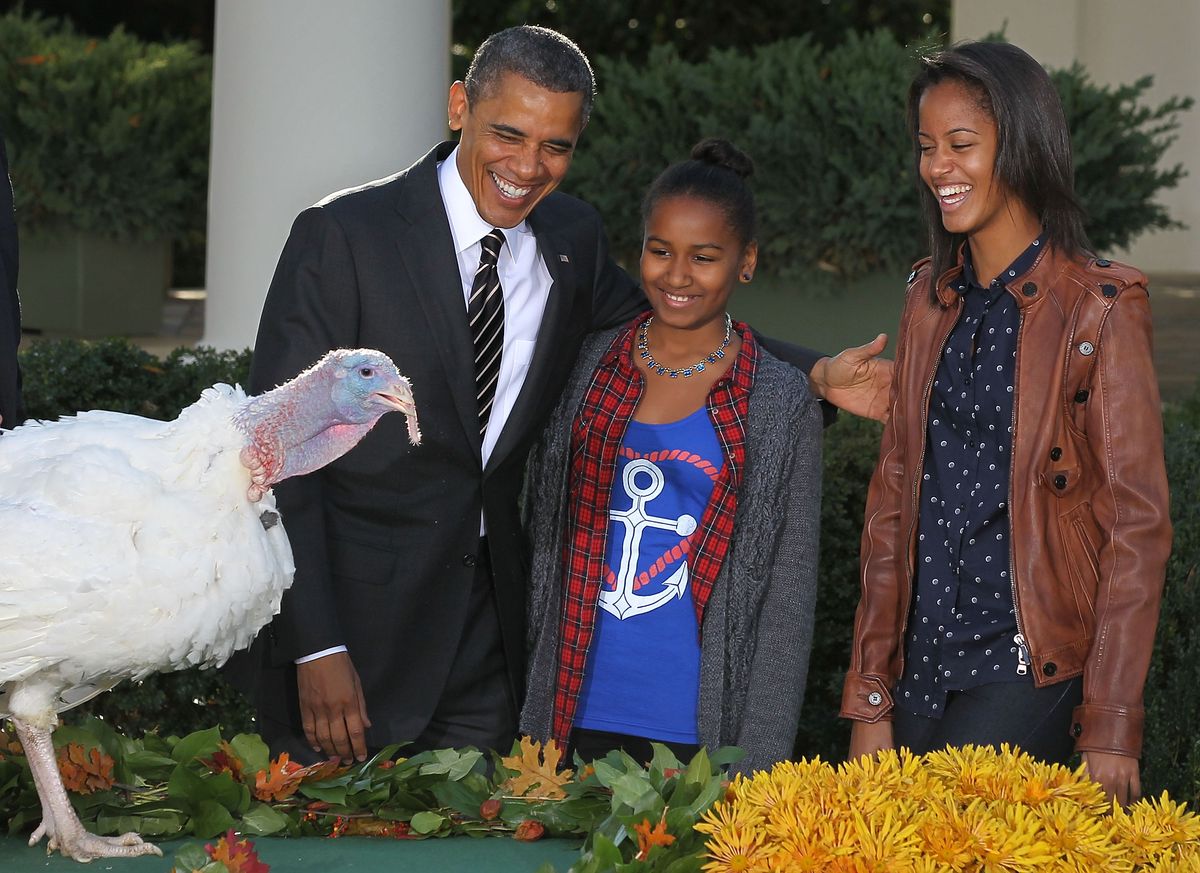 Barack Obama with his daughters, Sasha and Malia