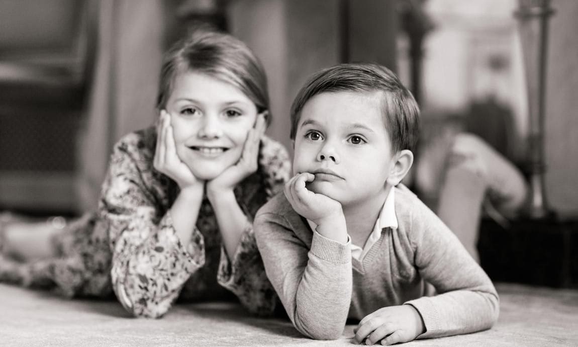 Princess Estelle joined her younger brother for a photo