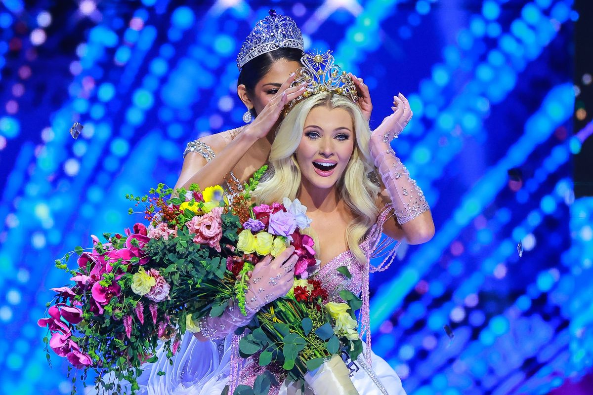 MEXICO CITY, MEXICO - NOVEMBER 16: Miss Denmark, Victoria KjÃ¦r Theilvig, is crowned as Miss Universe 2024 in The 73rd Miss Universe Competition - show at Arena Ciudad de Mexico on November 16, 2024 in Mexico City, Mexico. (Photo by Hector Vivas/Getty Images)