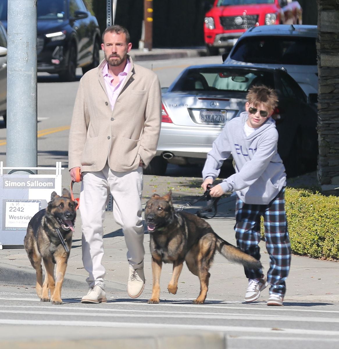 At one point, Sam was pulled by the dog he was walking, but he seemed to recover after