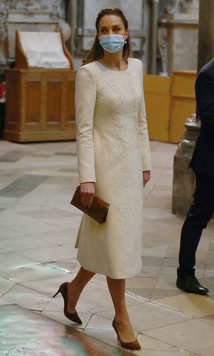 Kate wore a Catherine Walker coat for the outing