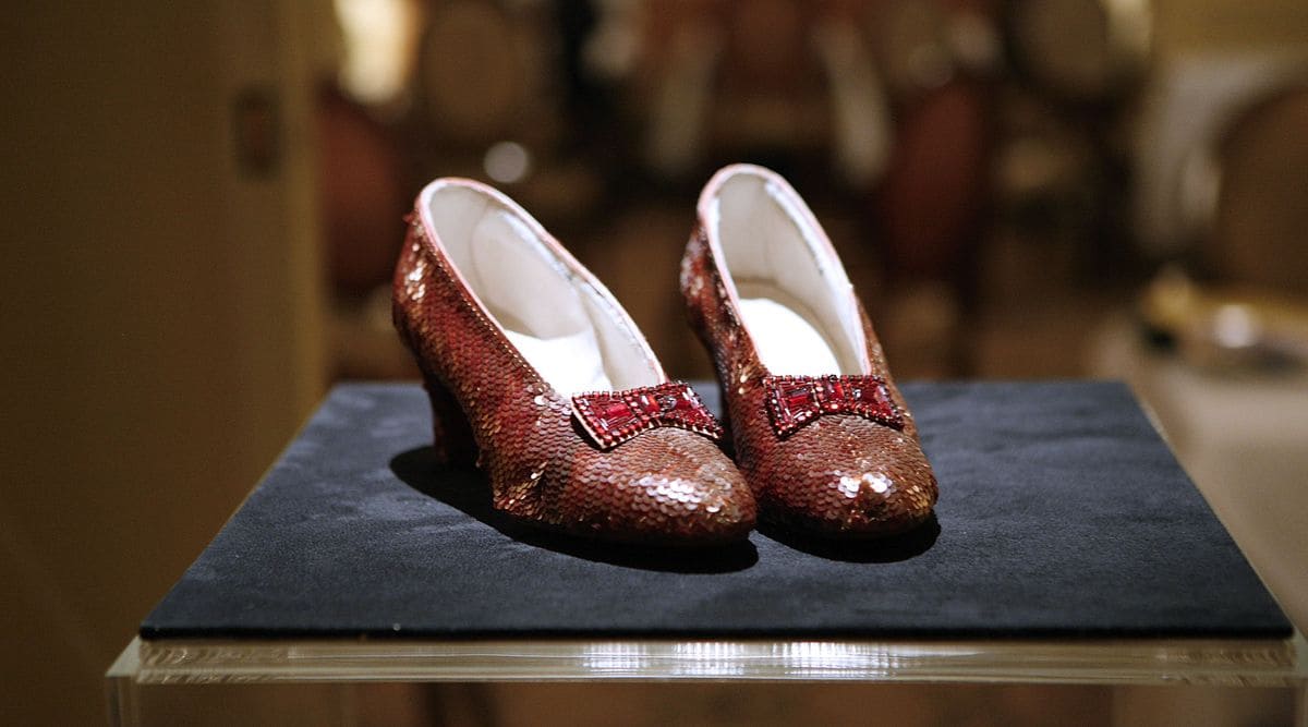 NEW YORK, NY - DECEMBER 05:  "The Wizard of Oz" Ruby Red Slippers worn by Judy Garland in 1939 at the viewing at the Plaza Athenee on December 5, 2011 in New York City.  (Photo by John Lamparski/WireImage)