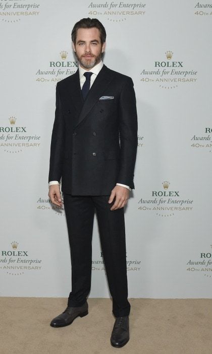 November 15: Chris Pine looked handsome in a dark suit during the 2016 Rolex Awards for Enterprise in Hollywood.
Photo: Rolex Awards for Enterprise