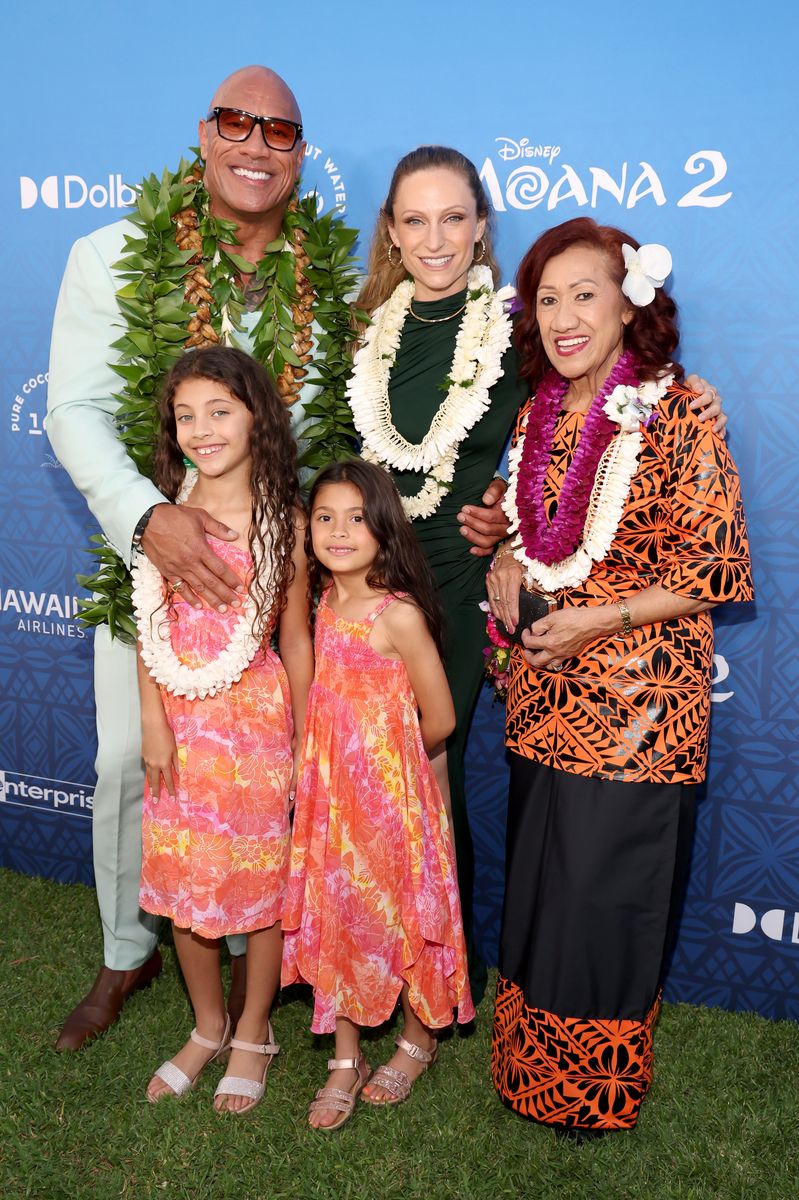 Dwayne, his wife, their two daughters and his mom attended the world premiere of Moana 2 on Nov. 21