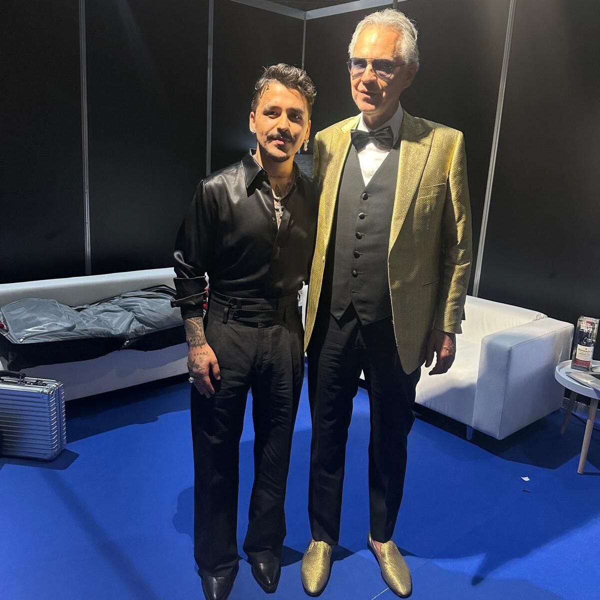 Christian Nodal y Andrea Bocelli