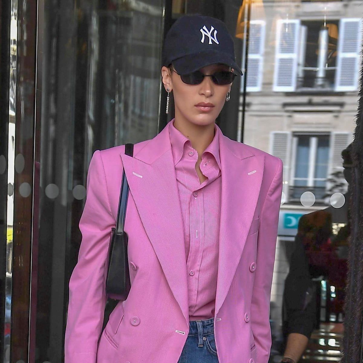 Bella Hadid cap look Paris fashion week