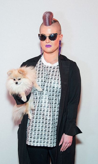 Kelly Osbourne brought her favorite accessory, her pup Polly, to the Jeremy Scott presentation held at the Skylight at Moynihan Station.
Photo: Michael Stewart/WireImage