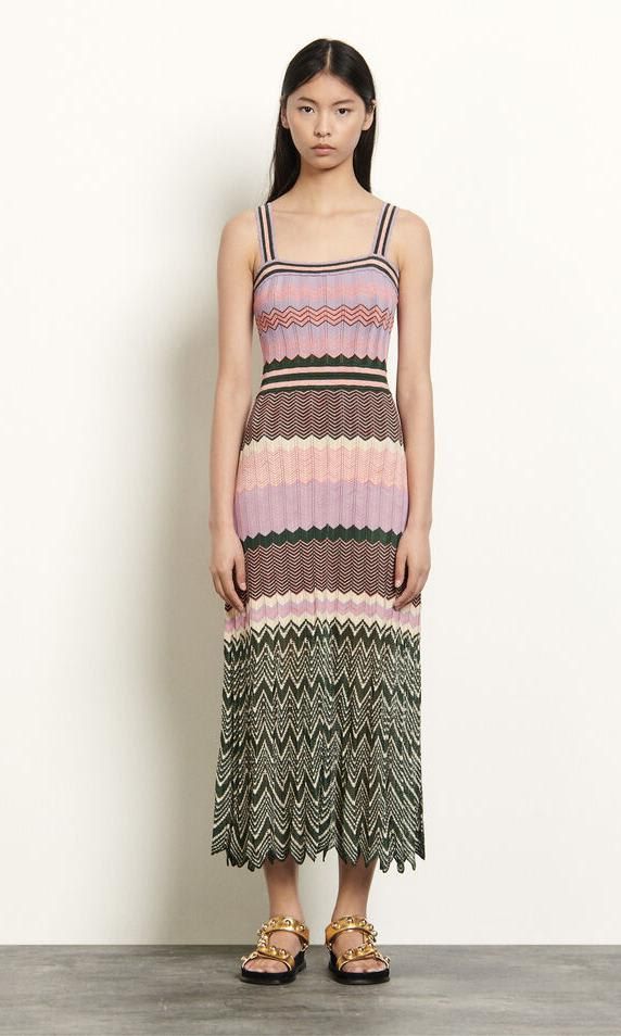 Sleeveless knit dress with print by Sandro
