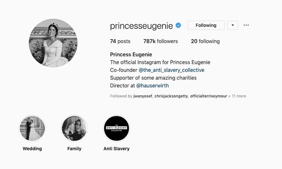 Princess Eugenie instagram profile 