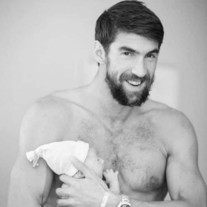 The swimmer kept his precious newborn son close.
<br>
Photo: Instagram/@nicole.m.johnson