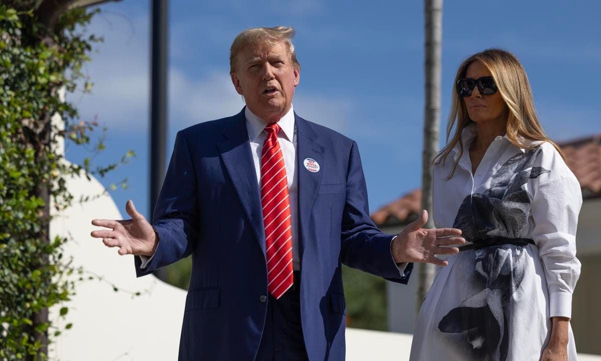 Former President Trump Votes In Florida's Primary Election In Palm Beach