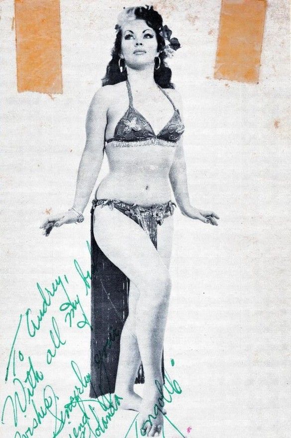 Mexican-American dancer and actress Yolanda Montes "Tongolele" in a photograph from what it appears to be an ad for one of her dancing performances. Circa 1950s.