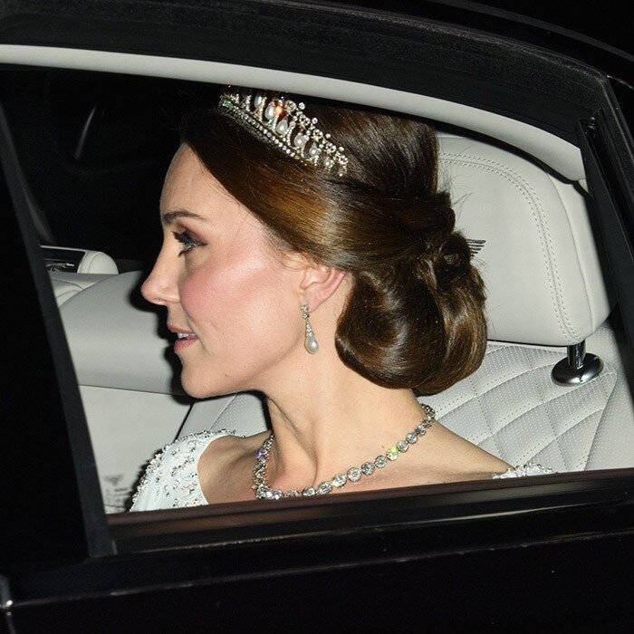 <B>DECEMBER</B>
ROYAL SPARKLE
The Duchess of Cambridge donned the Cambridge Lover's Knot tiara her late mother-in-law's favorite for a palace reception. Created in 1914 for Queen Mary, it was a wedding gift from the Queen to Princess Diana and is now one of Kate's favorites, too.
Photo: Getty Images