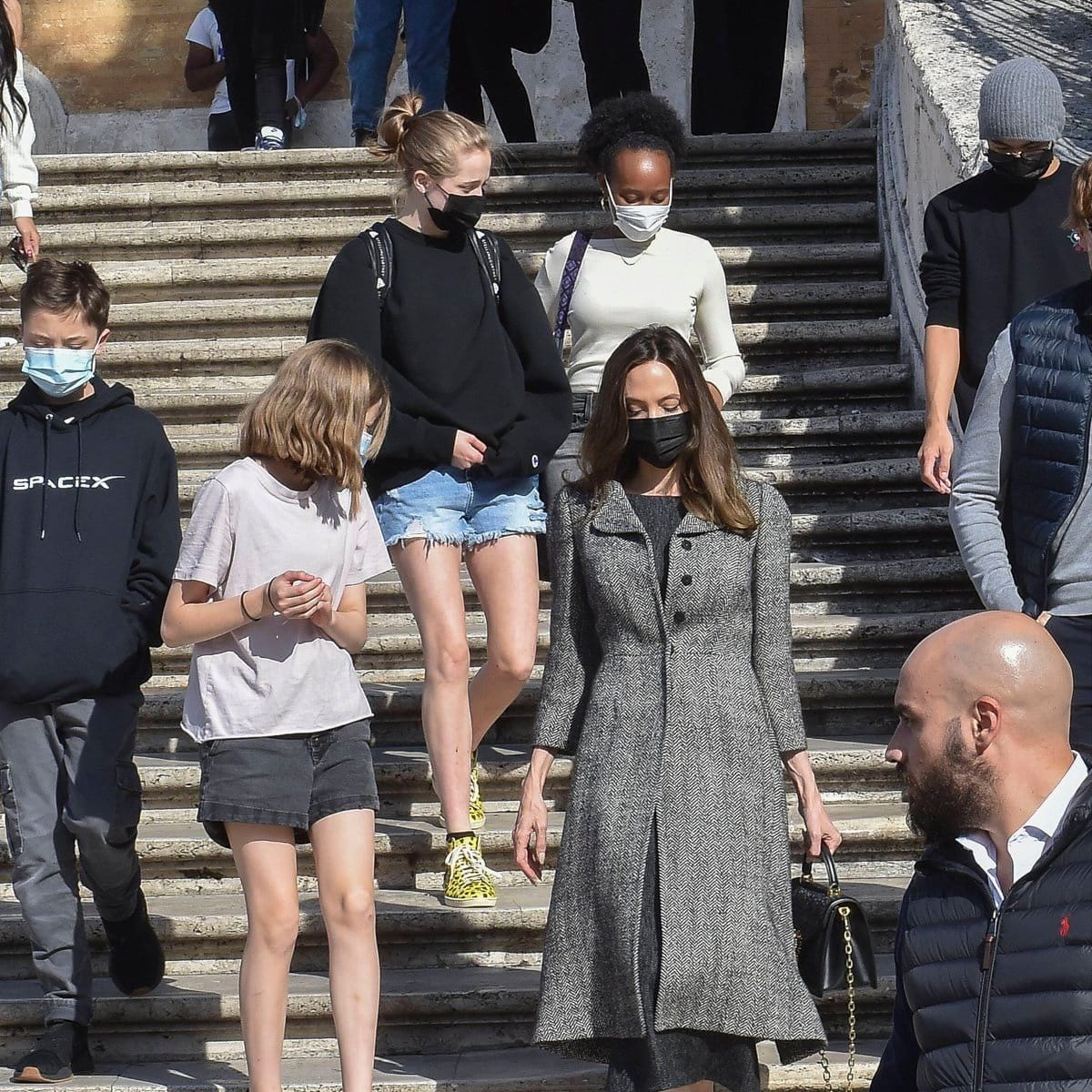 Angelina Jolie and kids visit Spanish Steps