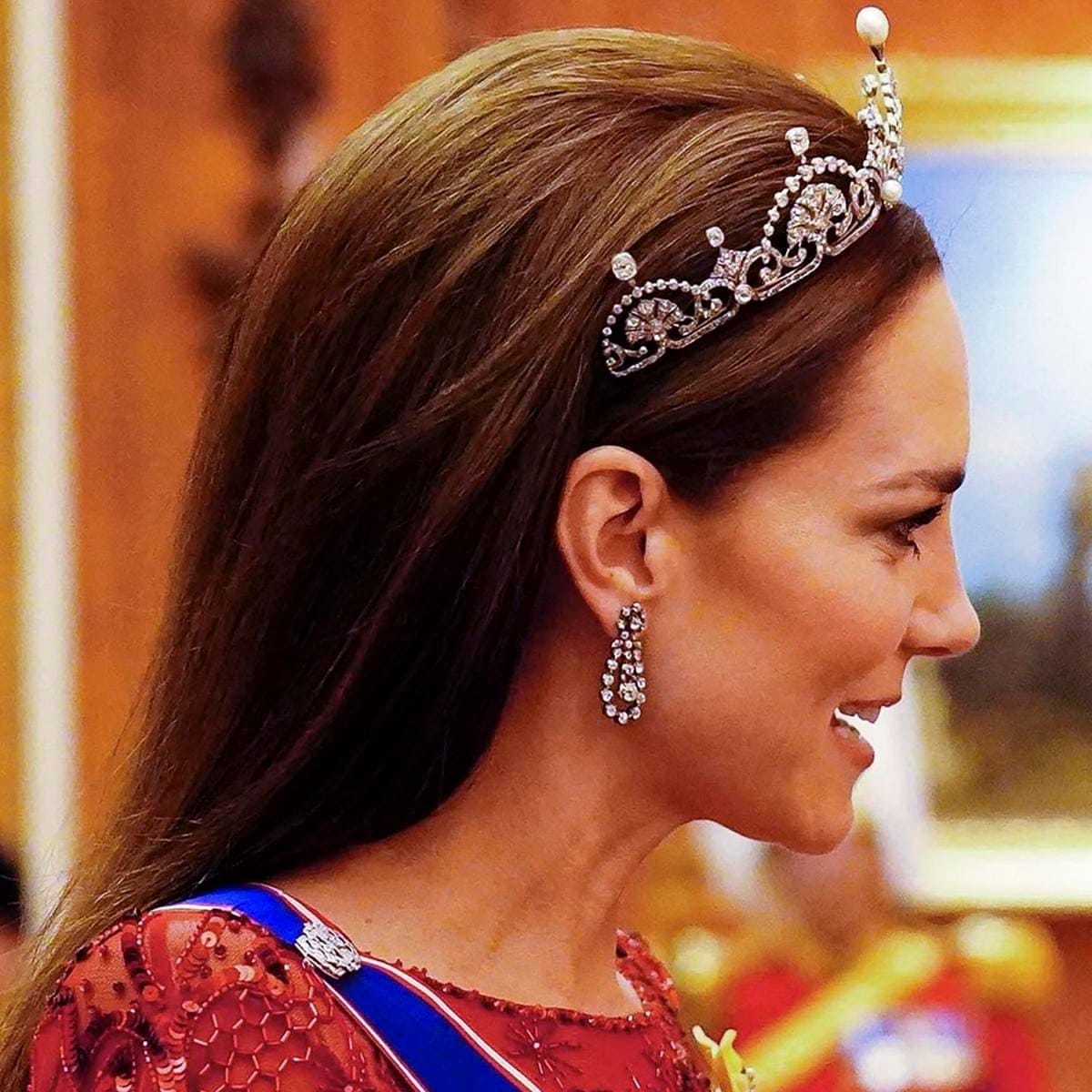 The Princess also wore earrings that belonged to her late grandmother-in-law, Queen Elizabeth.