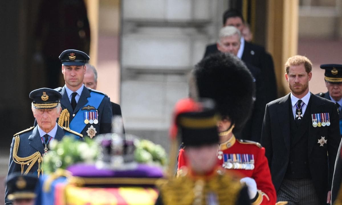 The brothers walked in the Queen’s coffin procession to Westminster Hall on Sept. 14, 2022