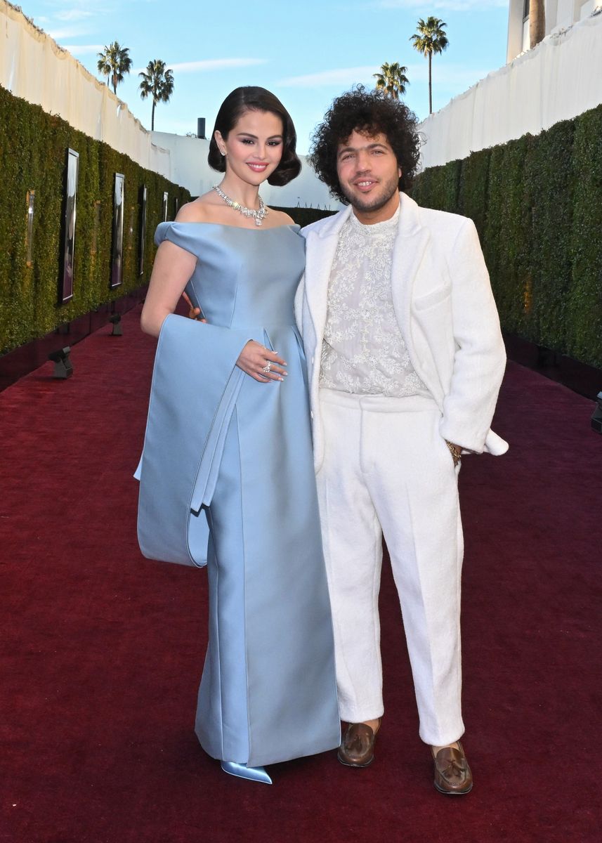 Selena Gomez, Benny Blanco during the 82nd Annual Golden Globes held at The Beverly Hilton on January 05, 2025 in Beverly Hills, California. (Photo by Earl Gibson III/GG2025/Penske Media via Getty Images)