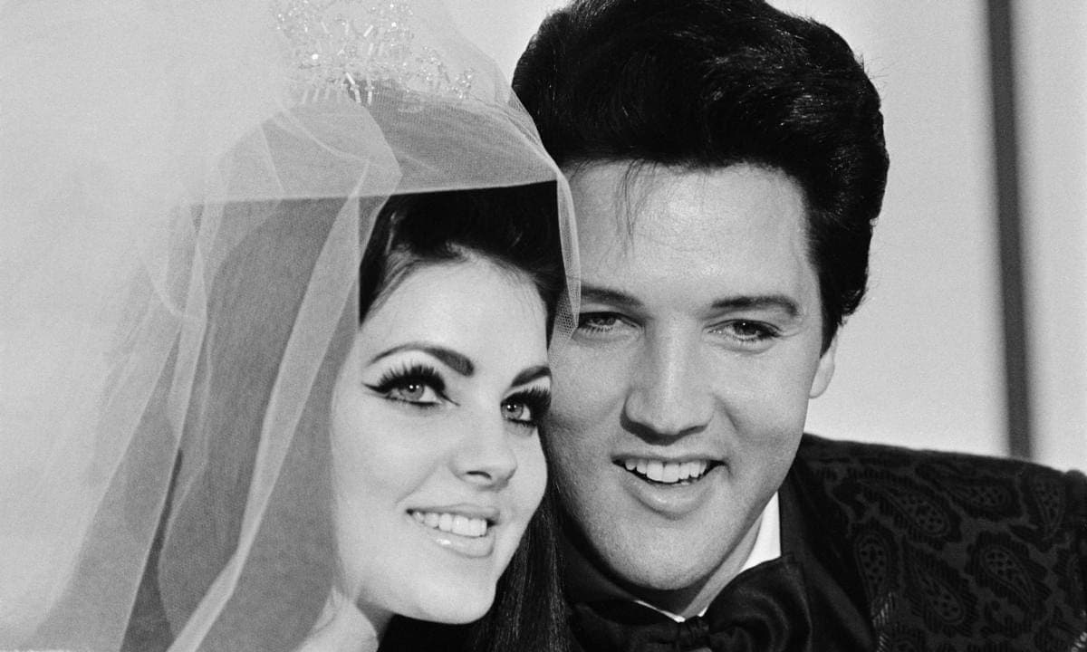 Pricilla and Elvis Presley on their Wedding Day