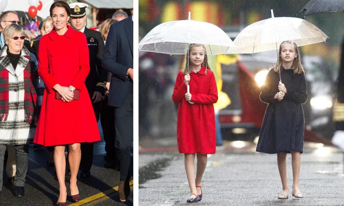 Kate and the Spanish Princesses twinned again in 2016 wearing similar Carolina Herrera coats