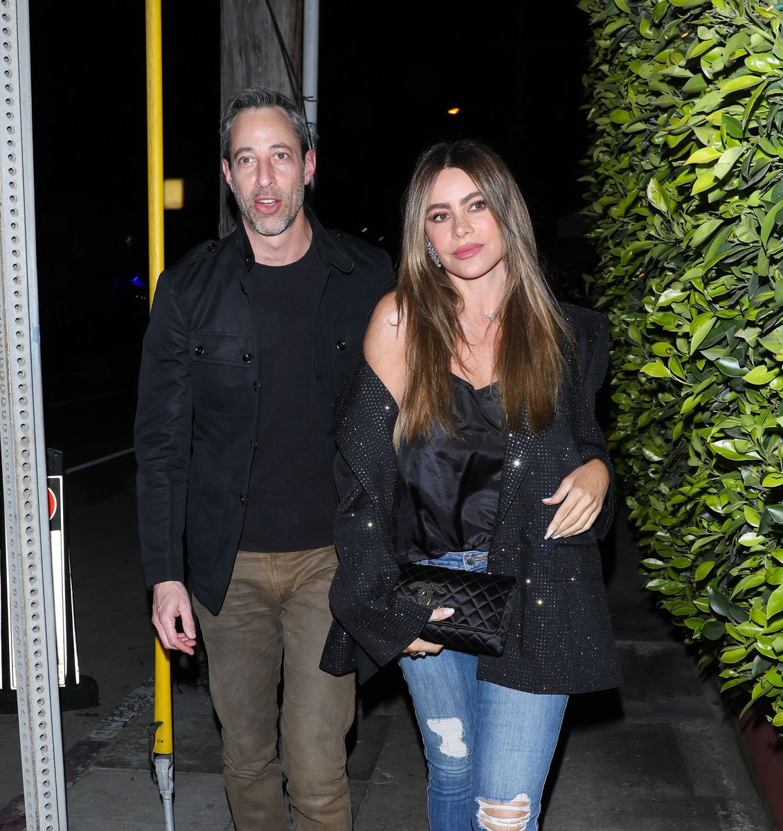 Justin Saliman and Sofia Vergara are seen at Giorgio Baldi restaurant