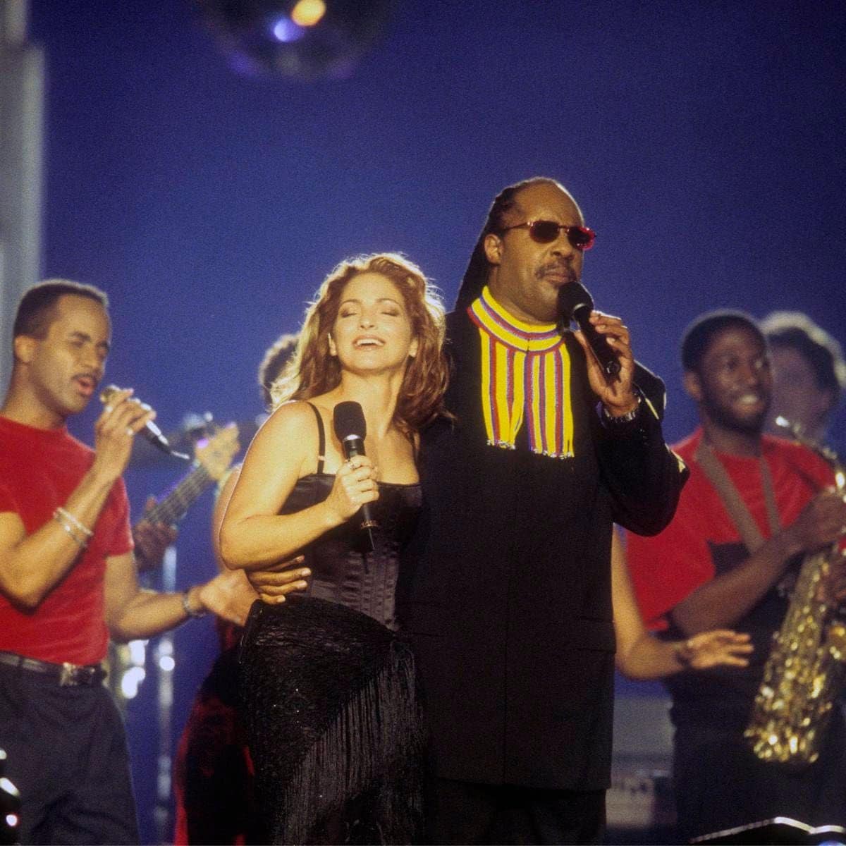 Gloria Estefan And Stevie Wonder Perform At The Super Bowl XXXIII Halftime Show