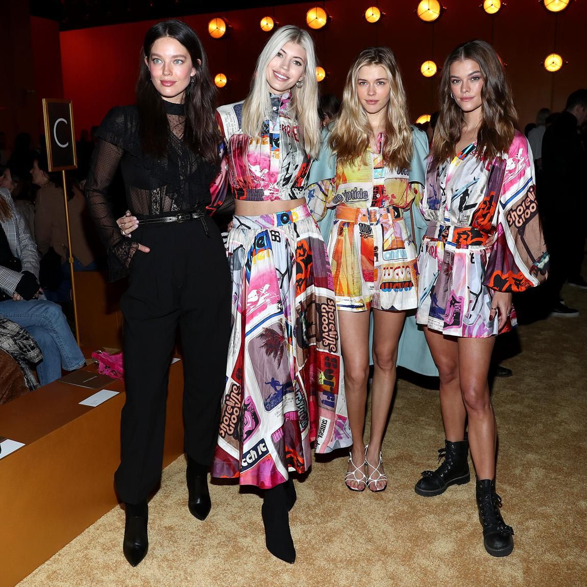 Emily DiDonato, Devon Windsor, Victoria Lee and Nina Agdal attend Zimmermann in NYFW Fall 2020