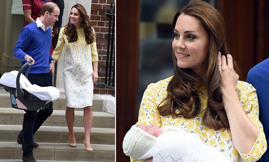 The stylish royal was a ray of sunshine leaving London's St. Mary's hospital with her baby girl, Princess Charlotte in 2015. To introduce her daughter to the world, Kate opted for a bespoke cream and yellow silk dress with a buttercup print by the British designer.
<br>
Photo: Getty Images