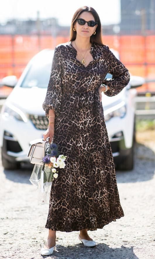 Vestido animal print en marron y negro