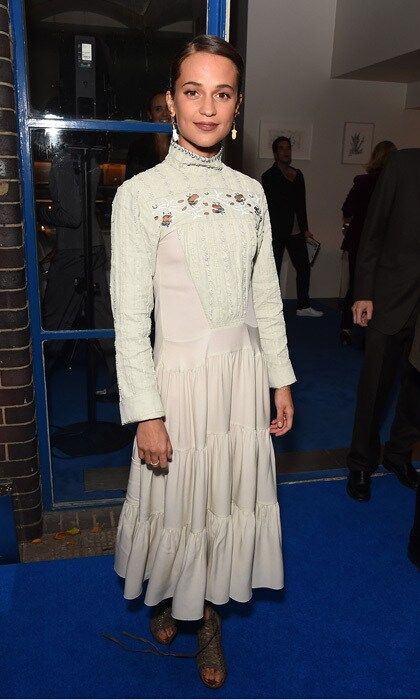 Just married! Newlywed Alicia Vikander, who recently tied the knot with Michael Fassbender, celebrated British Vogue Editor, Edward Enninful at a dinner held in his honor at the River Cafe hosted by Jonathan Newhouse and Albert Read in London on November 7.
Photo: Dave Bennett/Getty Images