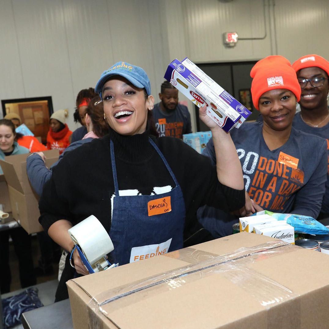 Dascha Polanco at Feeding America food bank