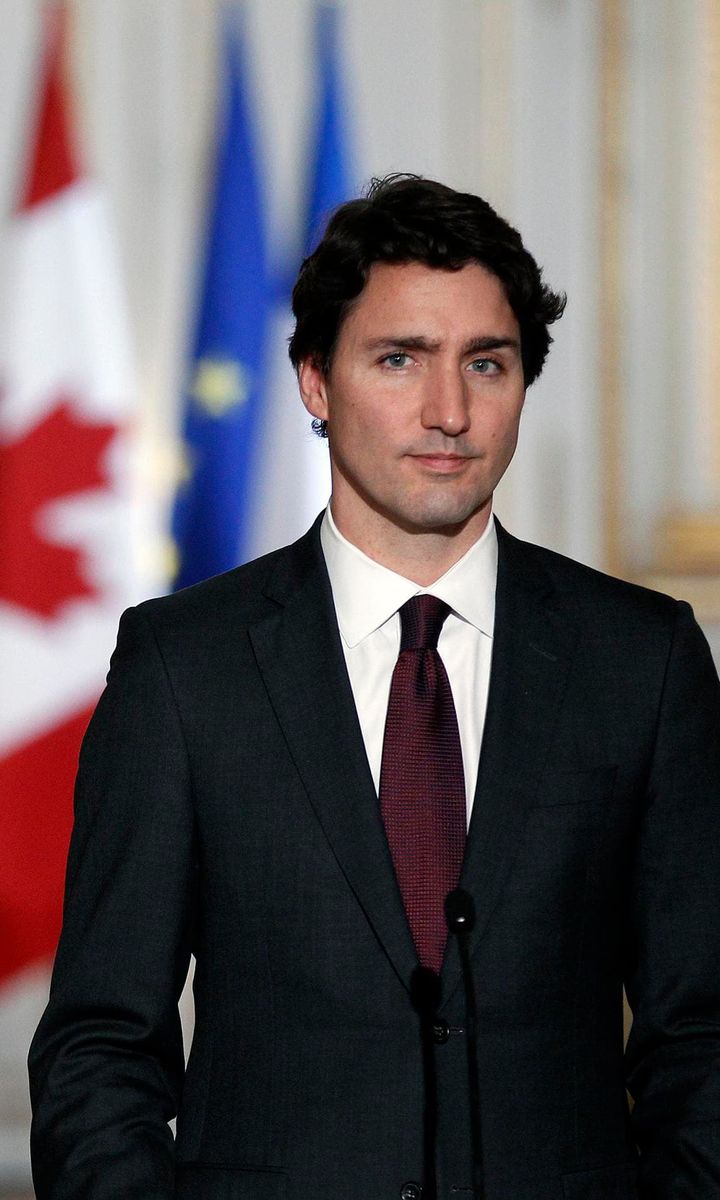 French President Francois Hollande Receives Justin Trudeau, Canadian Prime Minister At Elysee Palace