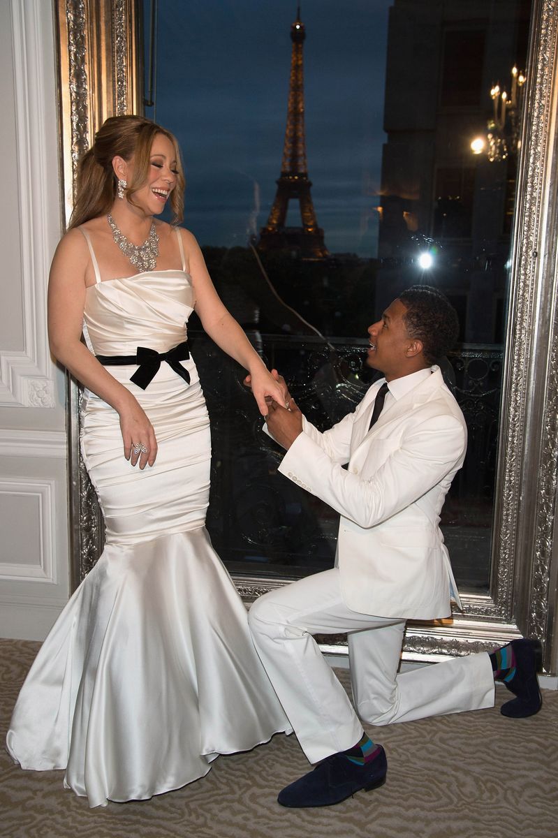 Mariah Carey and her husband Nick Cannon renew their wedding vows, photocall on April 27, 2012 in Paris, France. (Photo by Pascal Le Segretain/Getty Images)