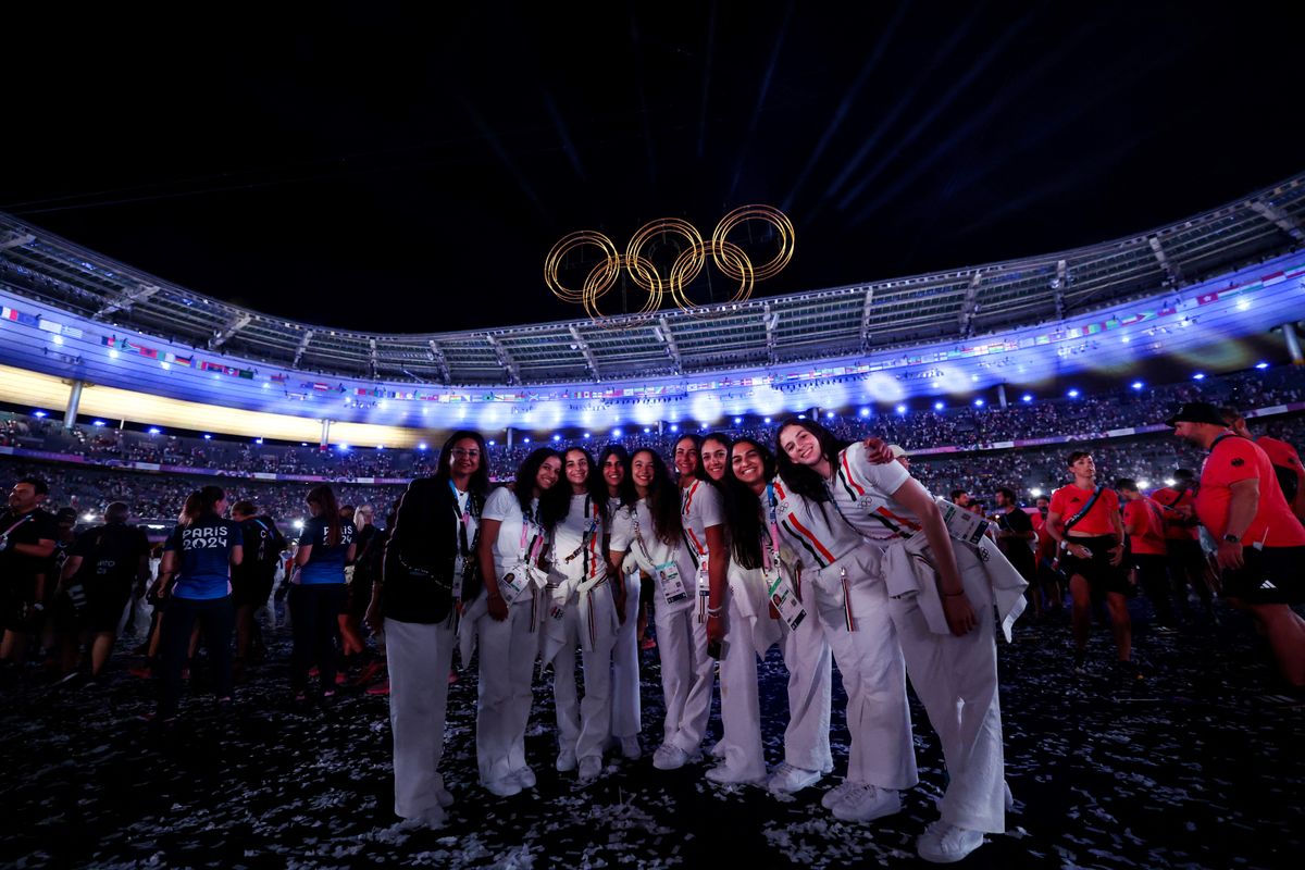 French athletes at the Olympics closing ceremony