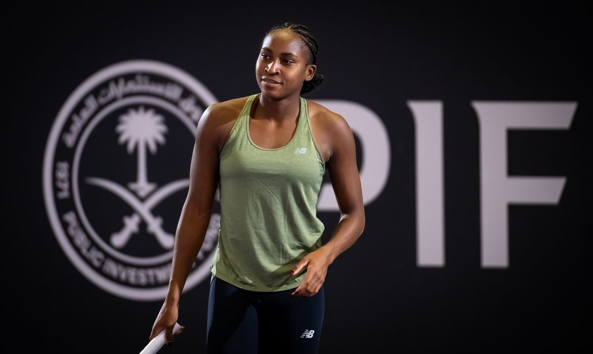 Coco Gauff practicing for the WTA Finals