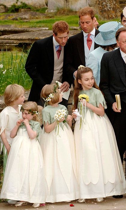 The bride's stepbrothers, Prince William and Prince Harry looked dapper in three-piece suits for the wedding.
Photo: Getty Images