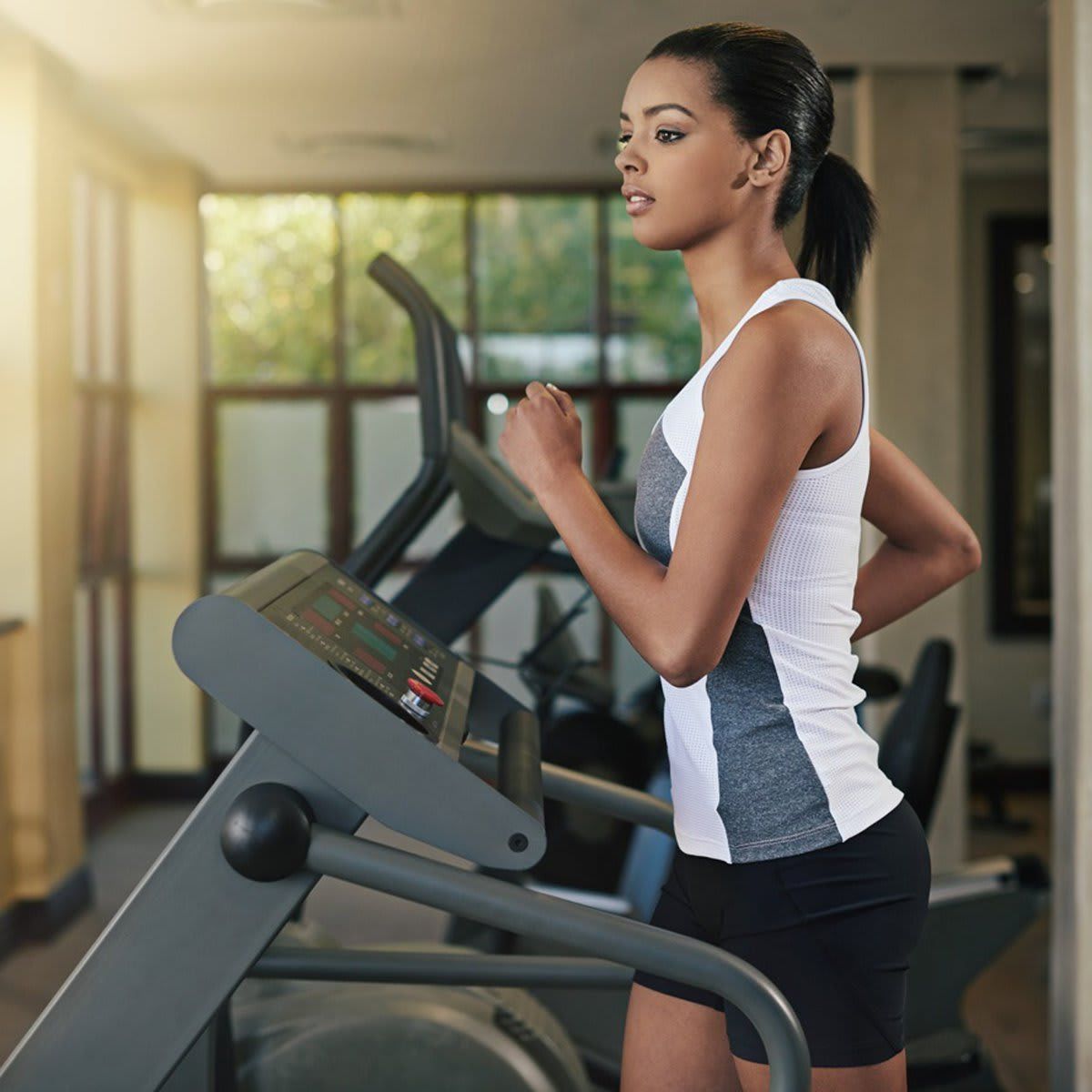 Woman running on a treadmill