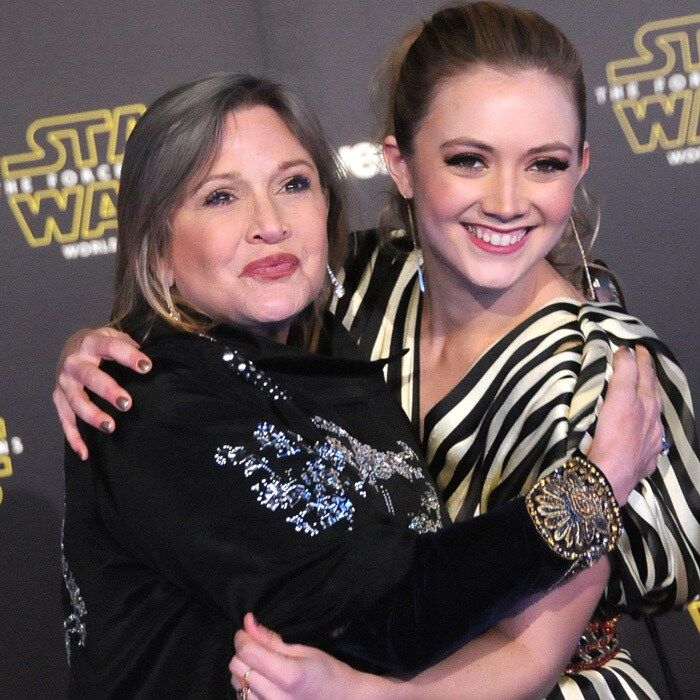 As Carrie reprised her iconic <i>Star Wars</i> role, her daughter Billie made her debut in the franchise playing the role of Lieutenant Connix (sporting mom's signature buns). The mother-daughter duo were all smiles as they posed on the red carpet for the 2015 film.
Photo: Barry King/WireImage
