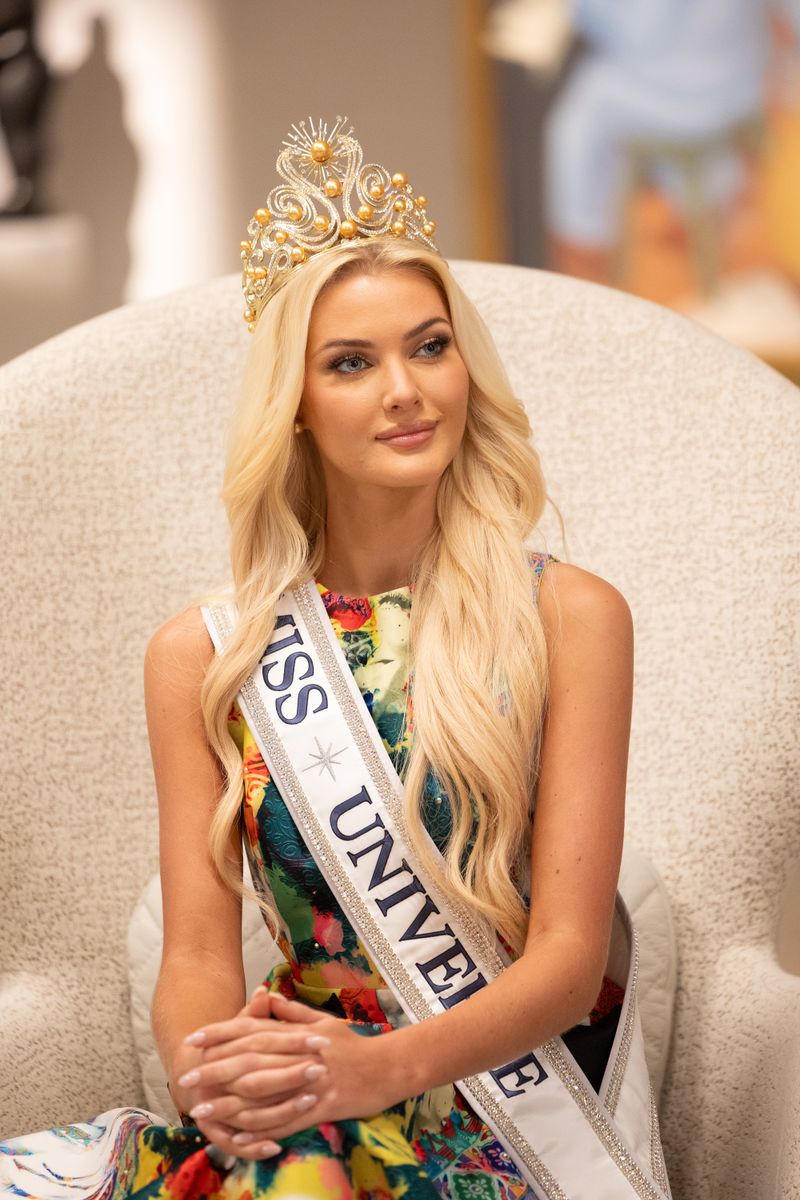  Miss Universe 2024 Victoria Kjaer Theilvig poses at Gary Nader Art Centre on November 21, 2024 in Miami, Florida. (Photo by Rodrigo Varela/Getty Images)